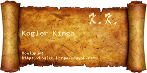 Kogler Kinga névjegykártya
